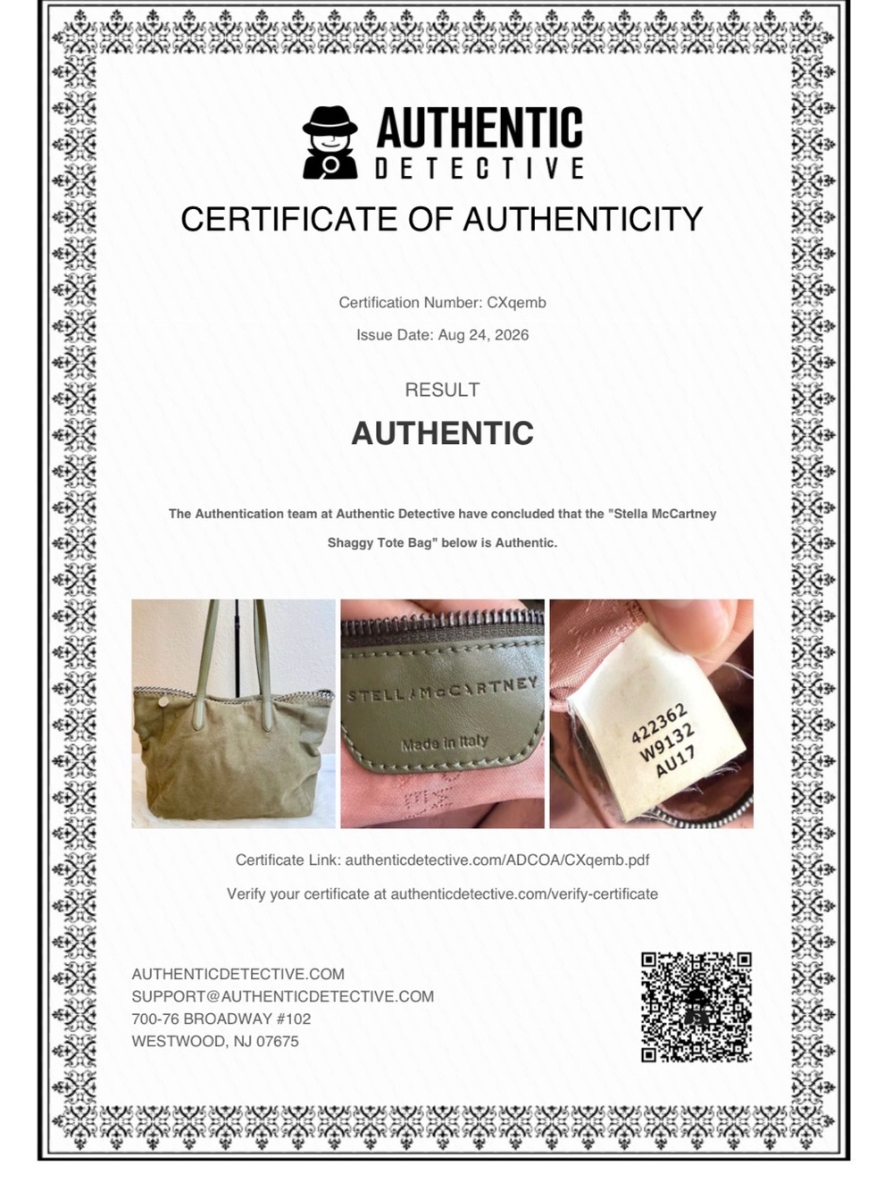 Stella McCartney Shaggy Deer Falabela Tote Olive Green with COA - Picture 14 of 14
